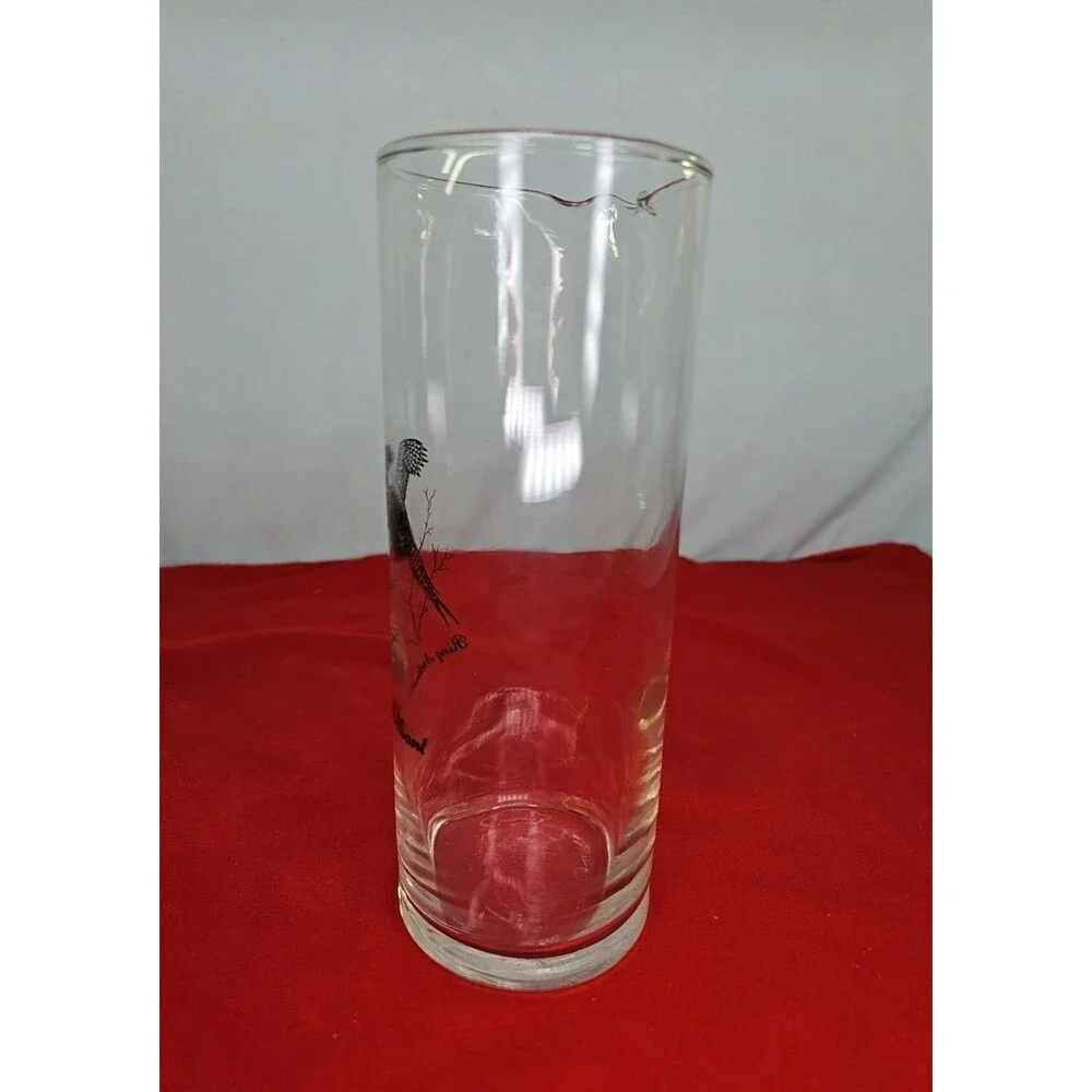 Pheasant Carafe Federal Glass Ring Necked Pitcher Vintage Bird Spout Jug